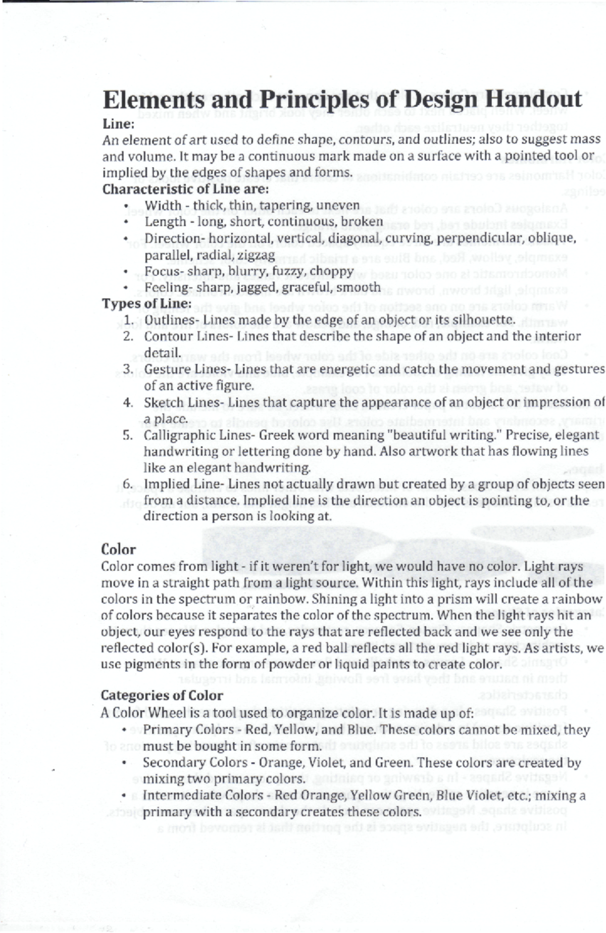 Elements & Principles of Design: A Comprehensive Handout - Studocu