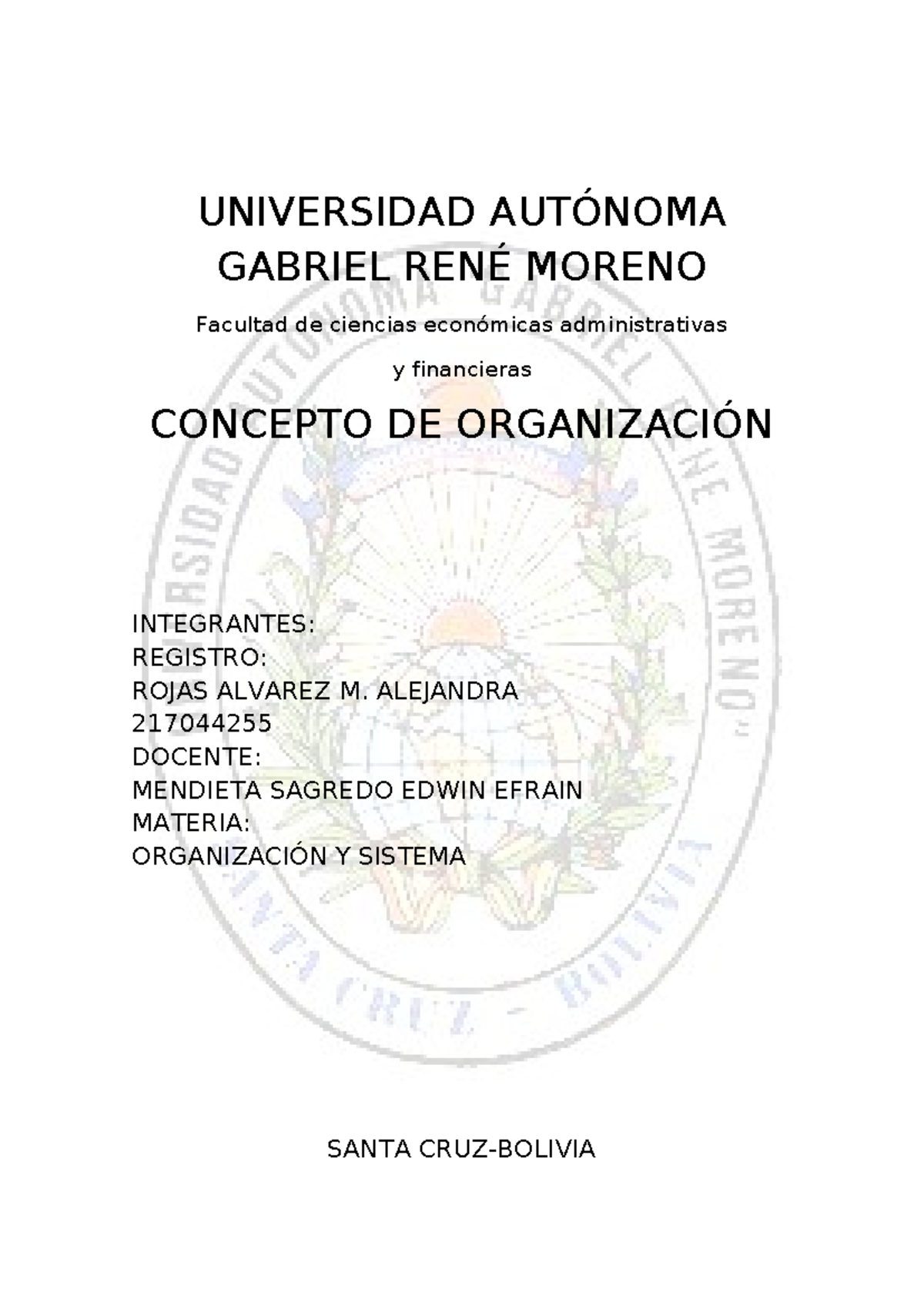 Universidad Autónoma Gabriel RENÉ Moreno - Contabilidad I - UNIVERSIDAD ...