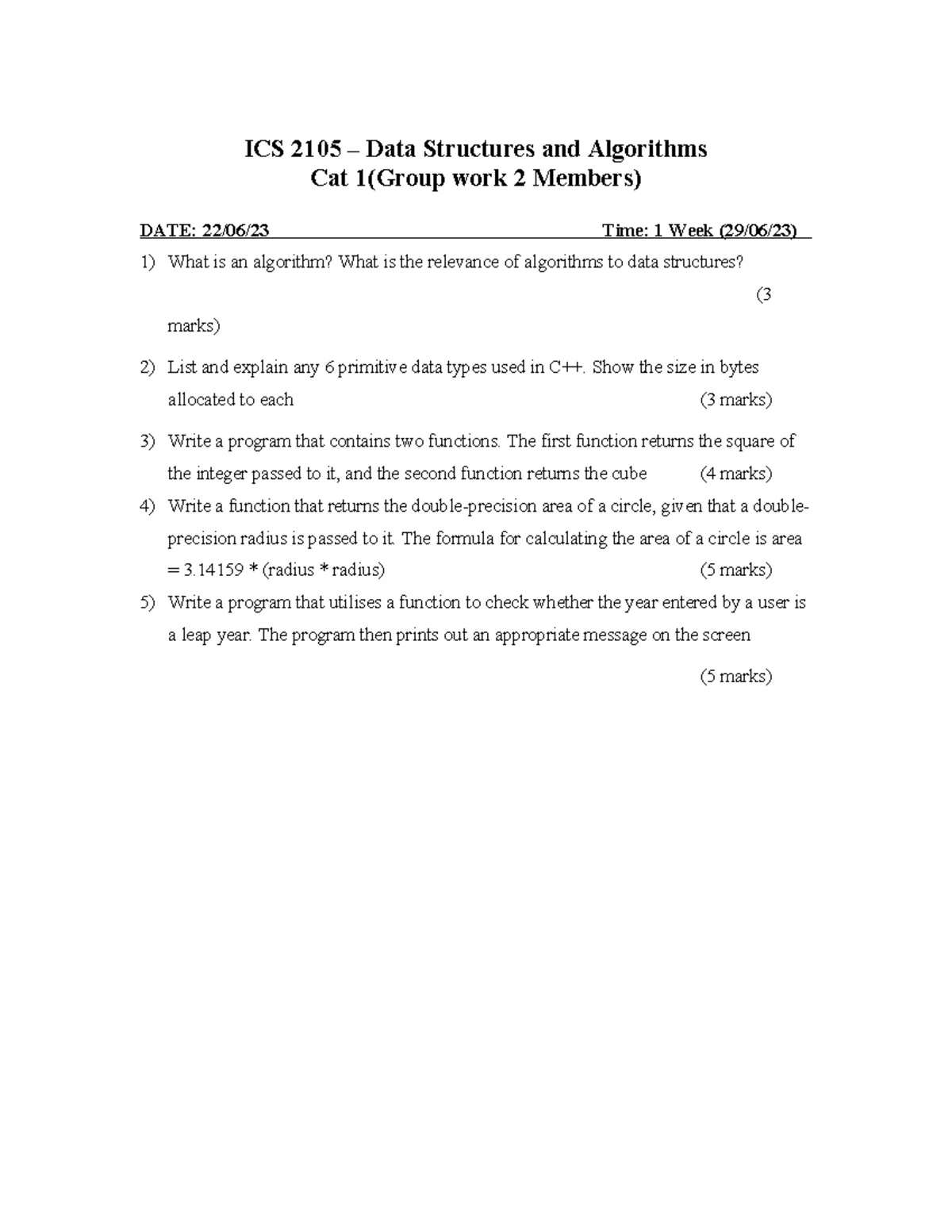 ICS 2105 Data Structures and Algorithms Overview and Key Concepts - Studocu