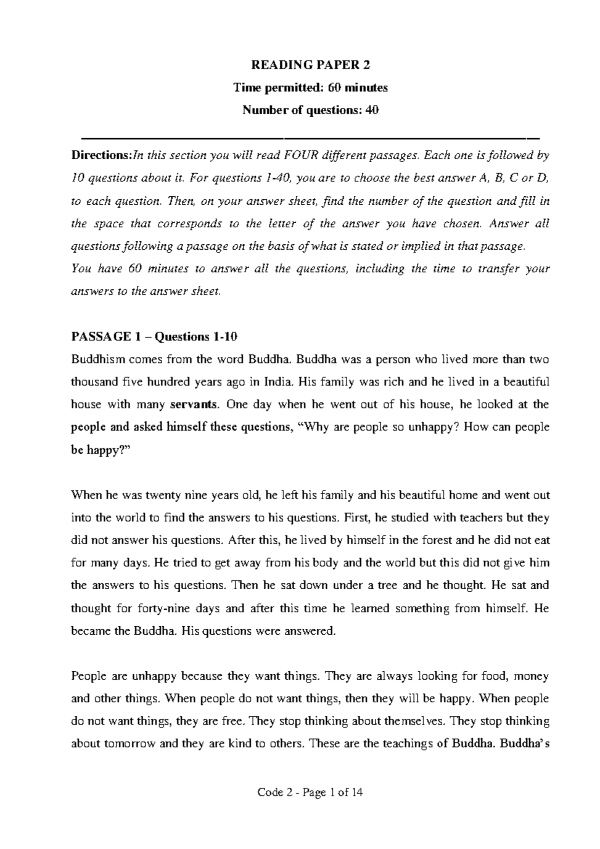 VSTEP Reading Test 2 - Practice Questions and Passages - Studocu