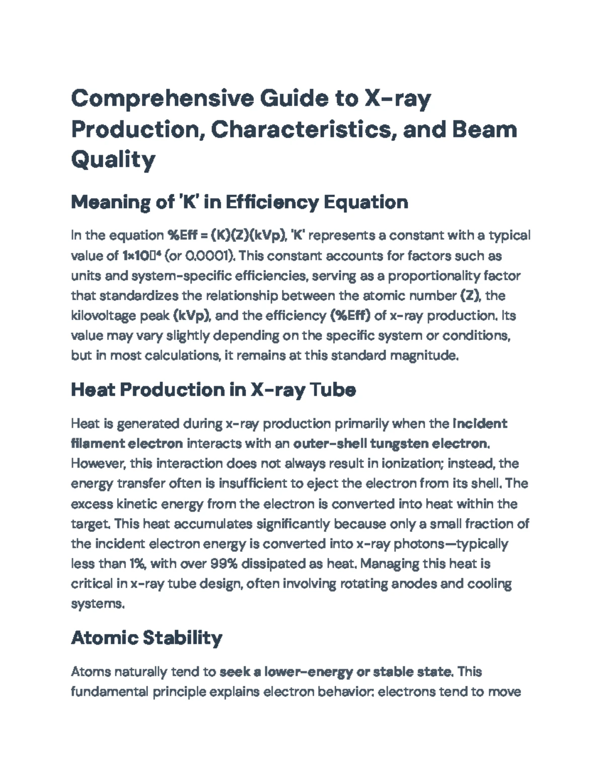 Comprehensive Guide to X-ray Production & Beam Quality (RAD 101) - Studocu