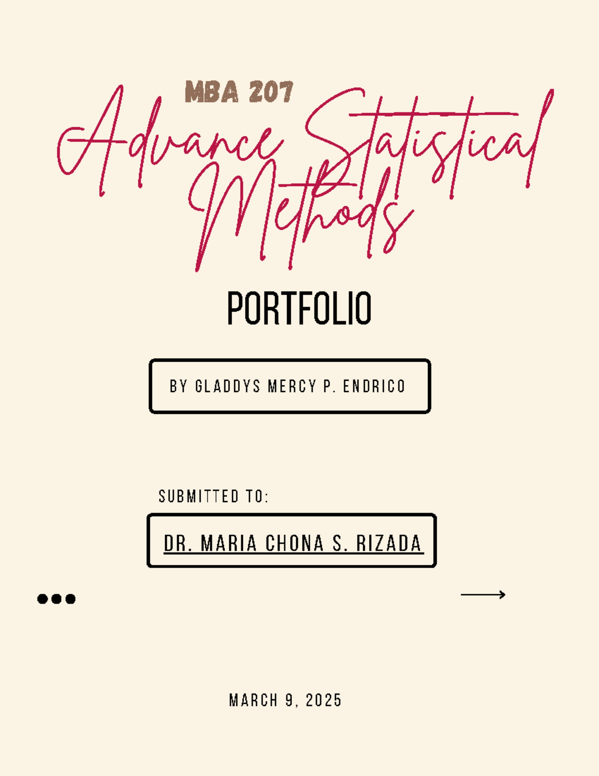 MBA 207 Portfolio: Advanced Statistical Methods Analysis - Studocu