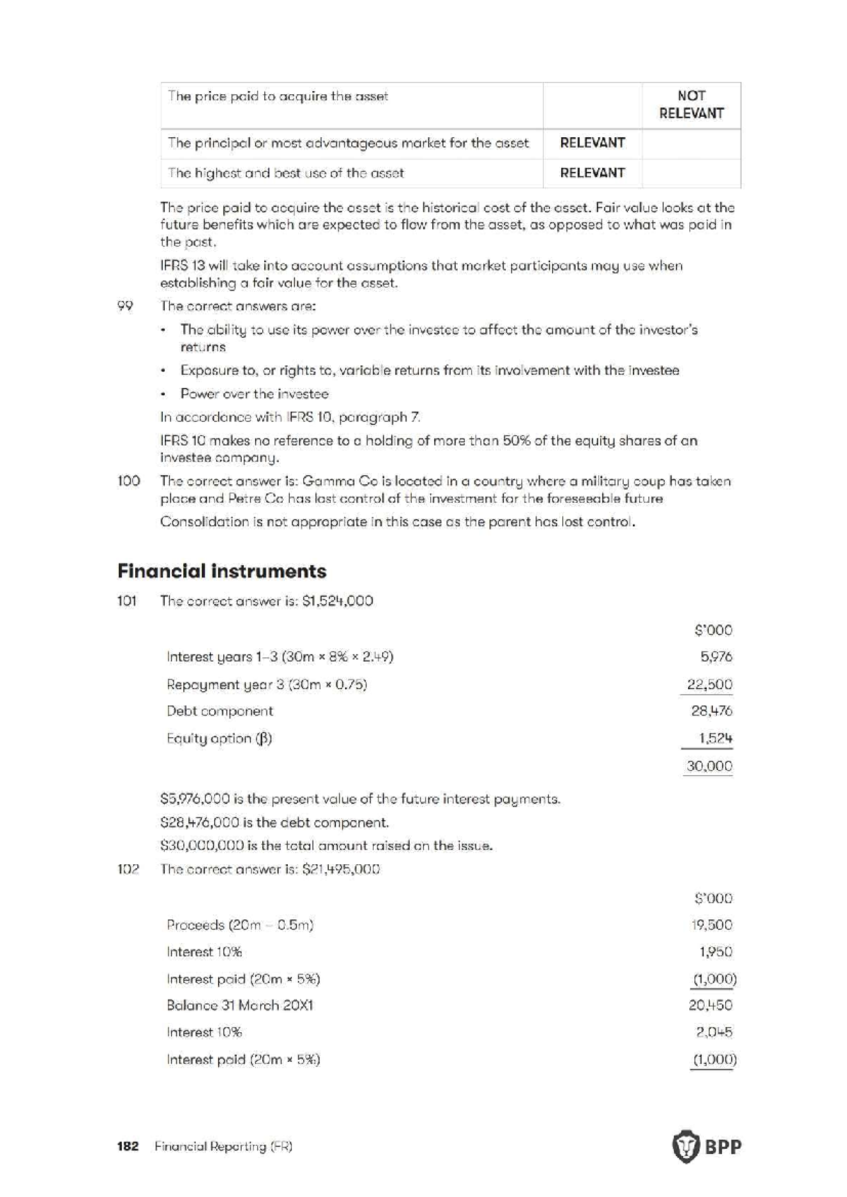 Financial Reporting (FR) QQ 100: Asset Valuation and Fair Value ...