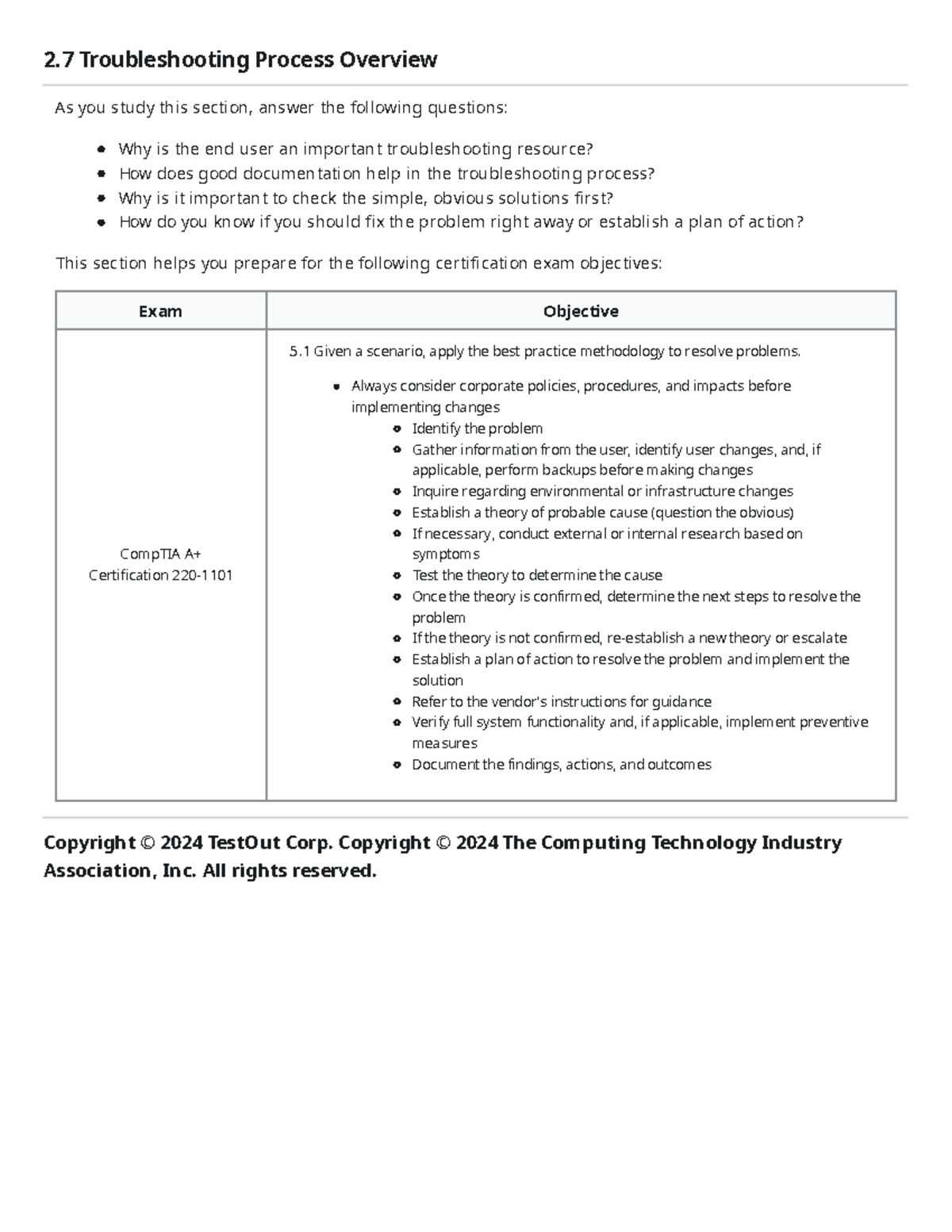 CompTIA A+ 220-5.1 Troubleshooting Process Essentials Guide - Studocu