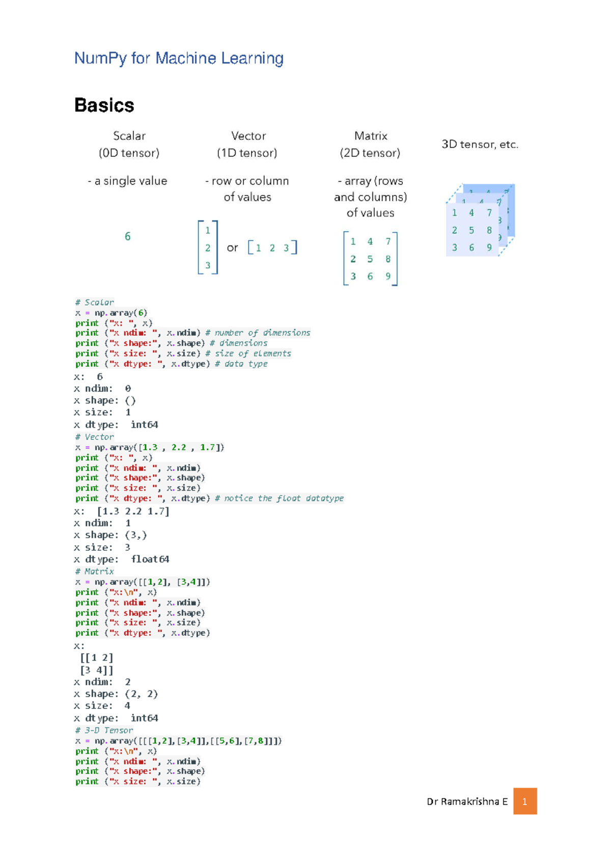 Lab 2: NumPy Basics for Machine Learning Practice - Studocu
