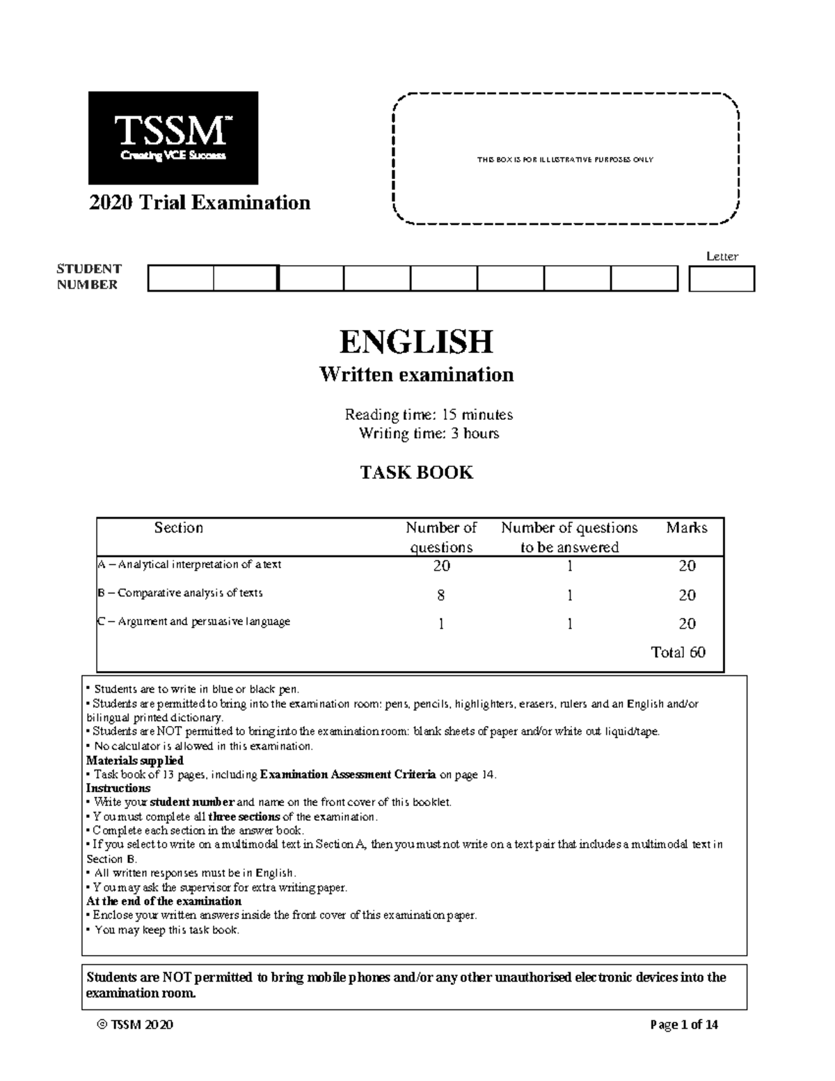 English 2020 TSSM Trial Exam: Comprehensive Guide to Text Analysis ...
