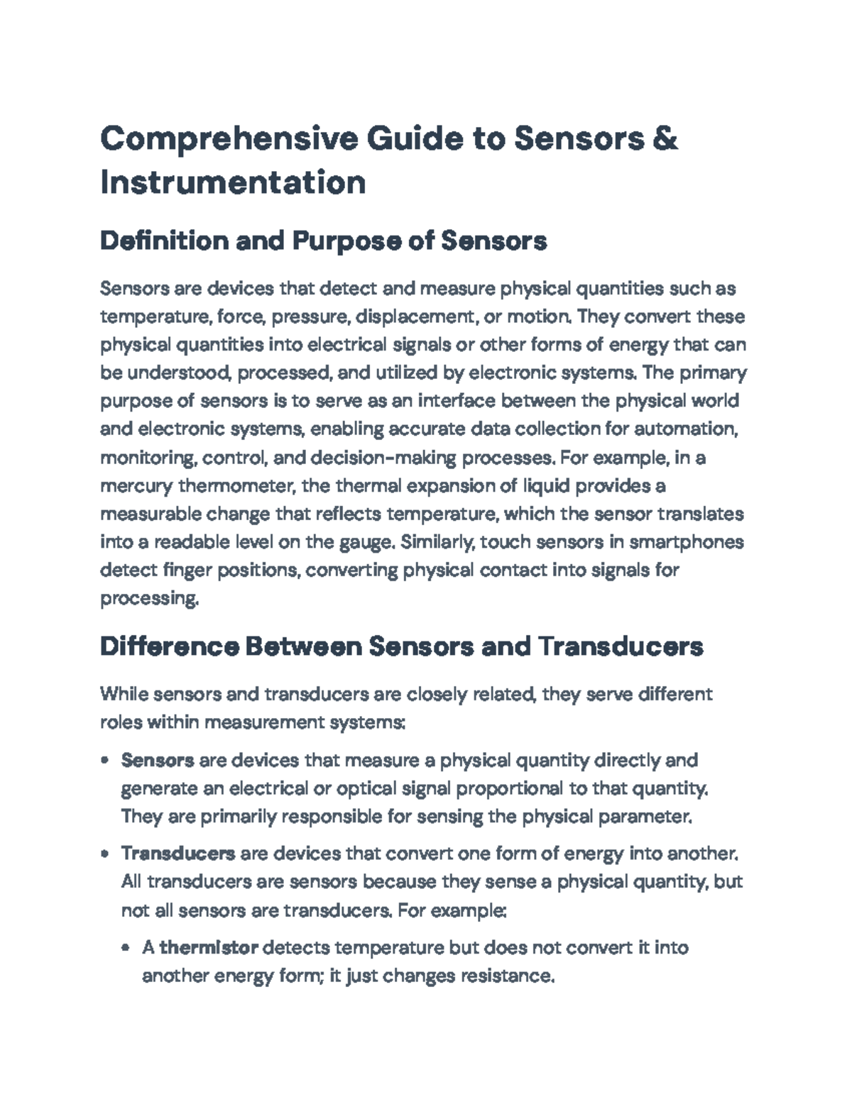 Fundamentals of Sensors & Instrumentation: Concepts and Applications ...