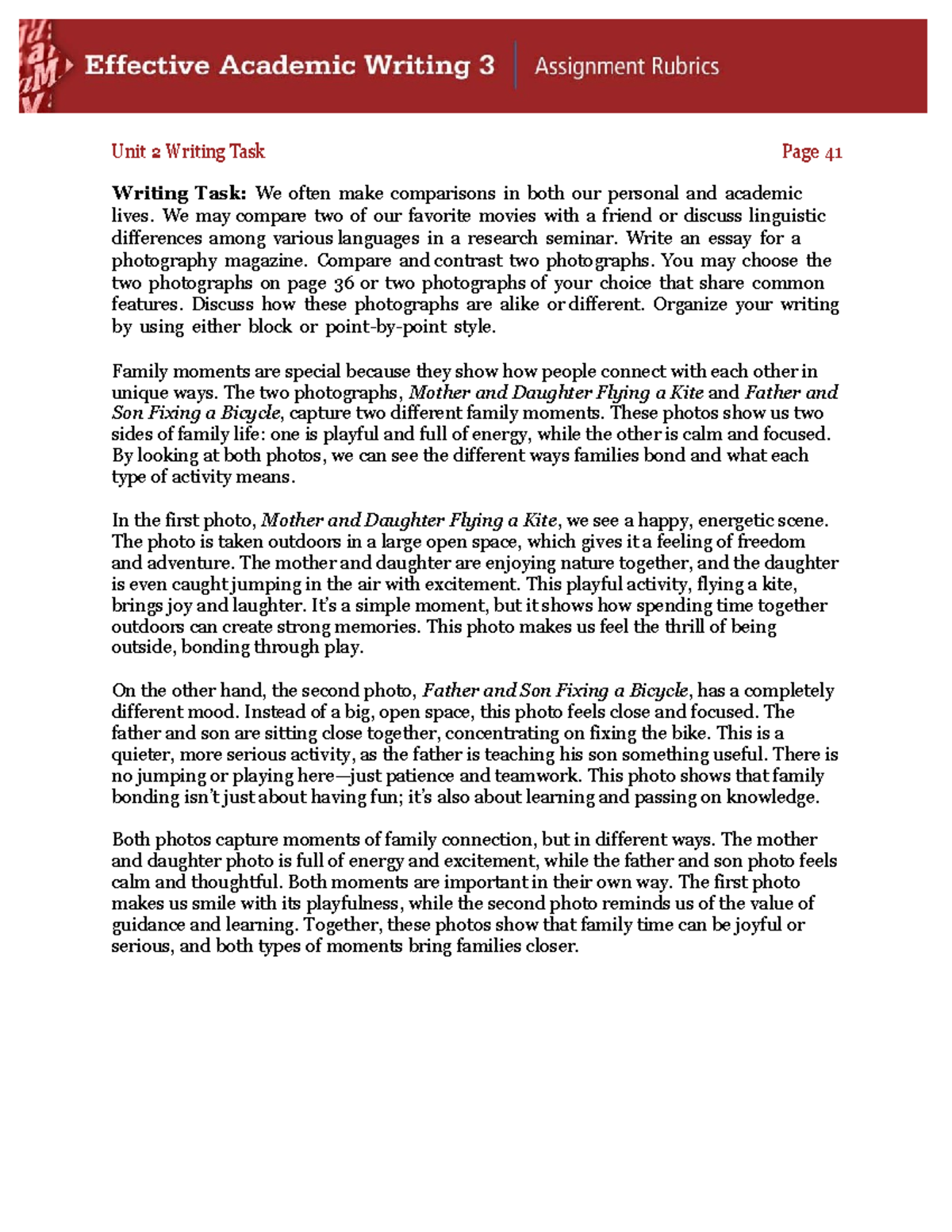 EAW3 p - ............. - Unit 2 Writing Task Page 41 Writing Task: We ...