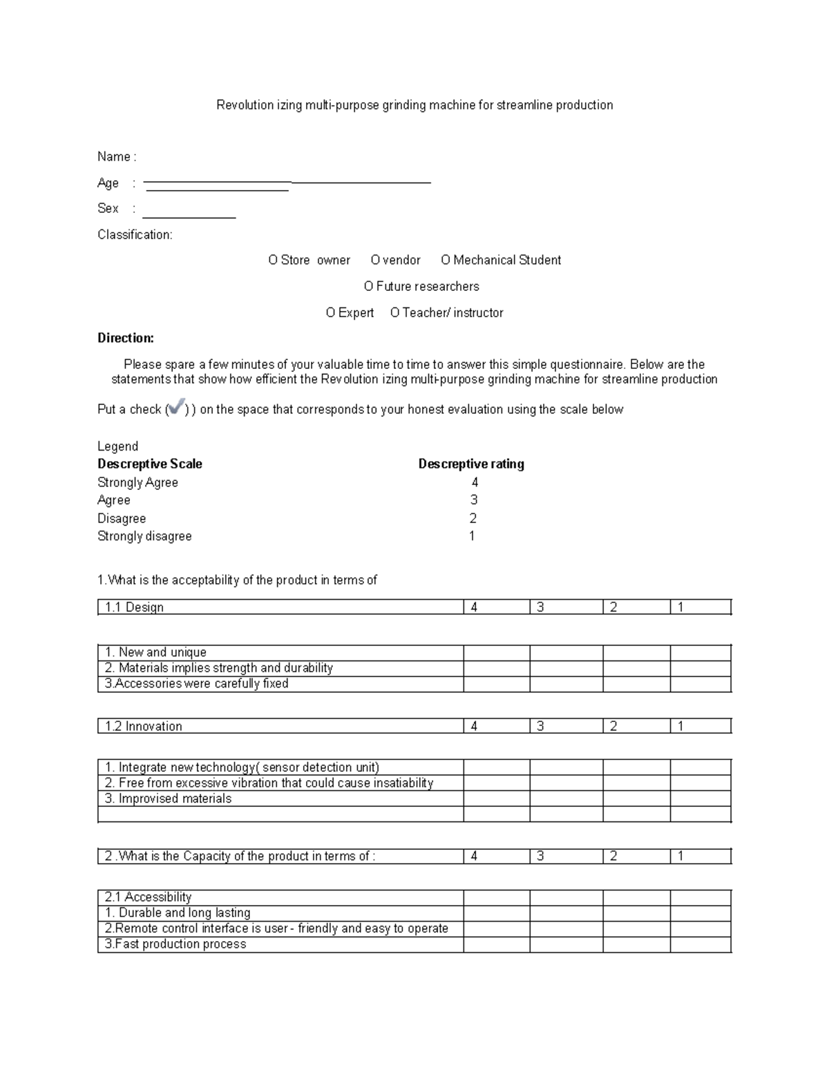 Questionnaire - Research example Questionier - Revolution izing multi ...