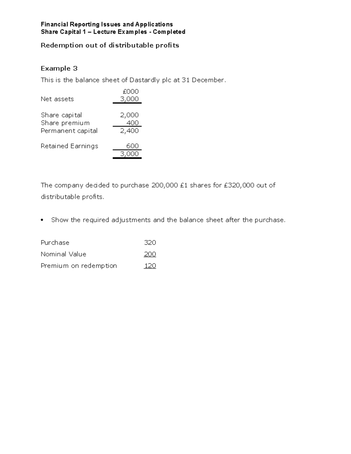 Share Capital 1 - Lecture Examples - Completed - Share Capital 1 ...