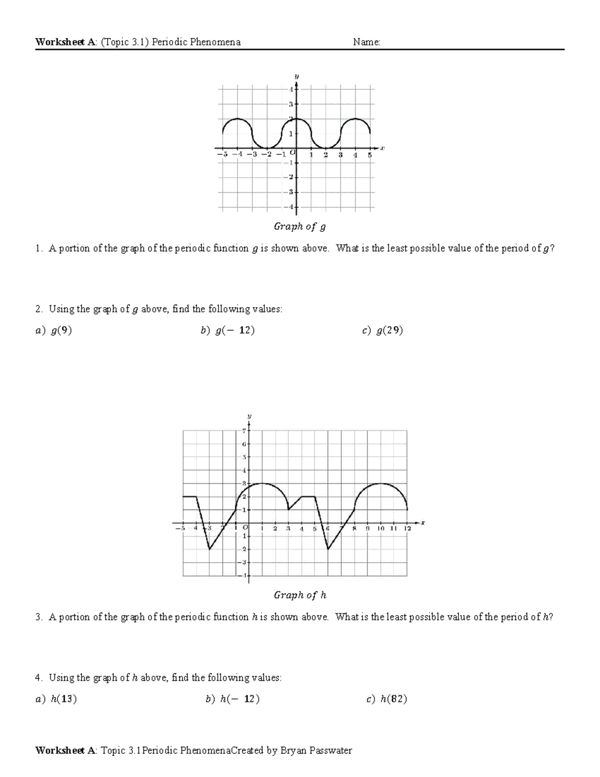 Worksheet A: Topic 3.1 Periodic Phenomena Analysis - Studocu