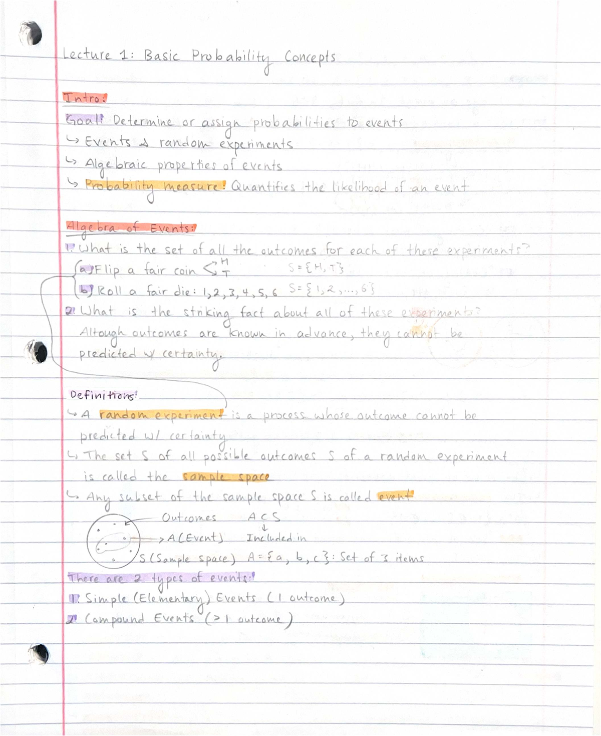 Lecture 1: Basic Probability Concepts in Probability Theory - Studocu
