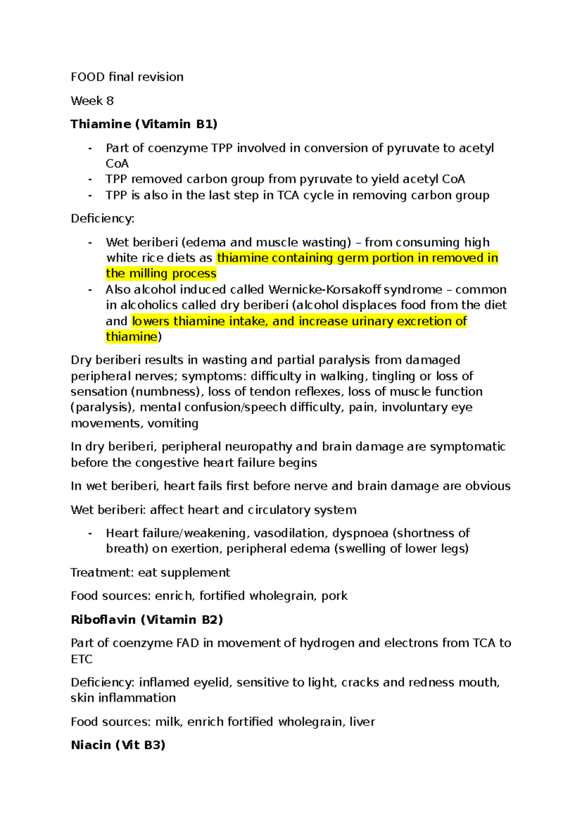 FOOD final revision - Summary Intro to Food Science & Human Nutrition ...