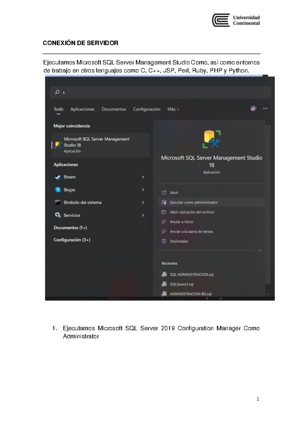 Conexión Cliente Servidor en SQL Server: Guía Práctica - Studocu