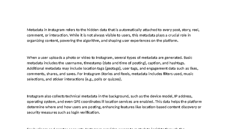 Metadata in Instagram: Understanding Its Role and Impact - Studocu