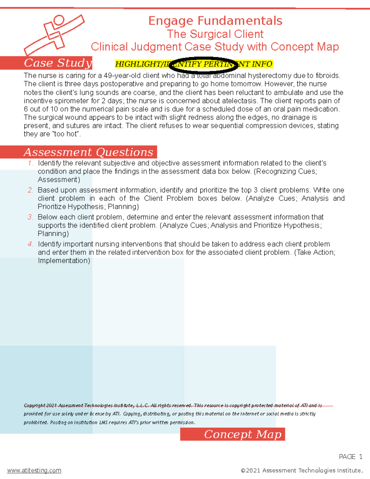 ATI Surgical Clinical Judgment Case Study with Concept Map - Studocu