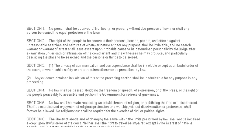 Bill of Rights - A Comprehensive Reviewer for Law 101 - Studocu