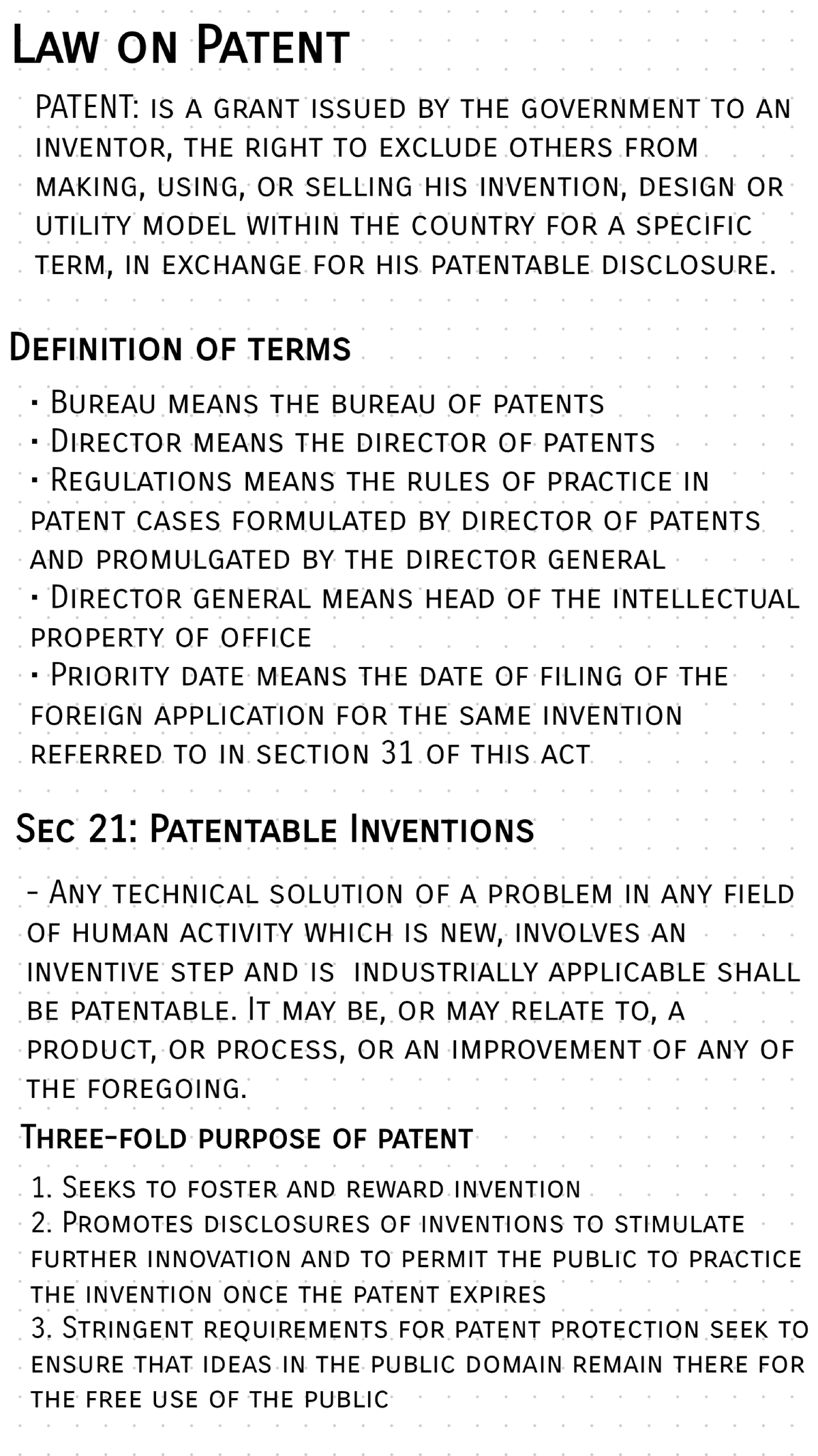 LAW 101: Comprehensive Summary of Patent Law Fundamentals - Studocu
