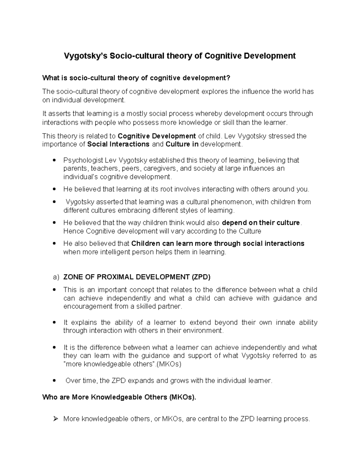 Group D - Vygotsky's Sociocultural Theory of Cognitive Development ...