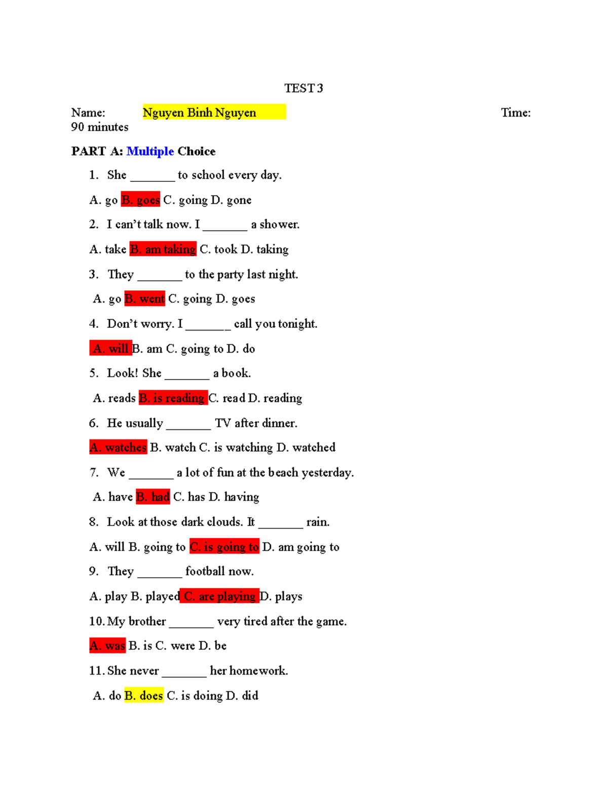 TEST 3: Multiple Choice & Written Tasks (3122025) - Studocu