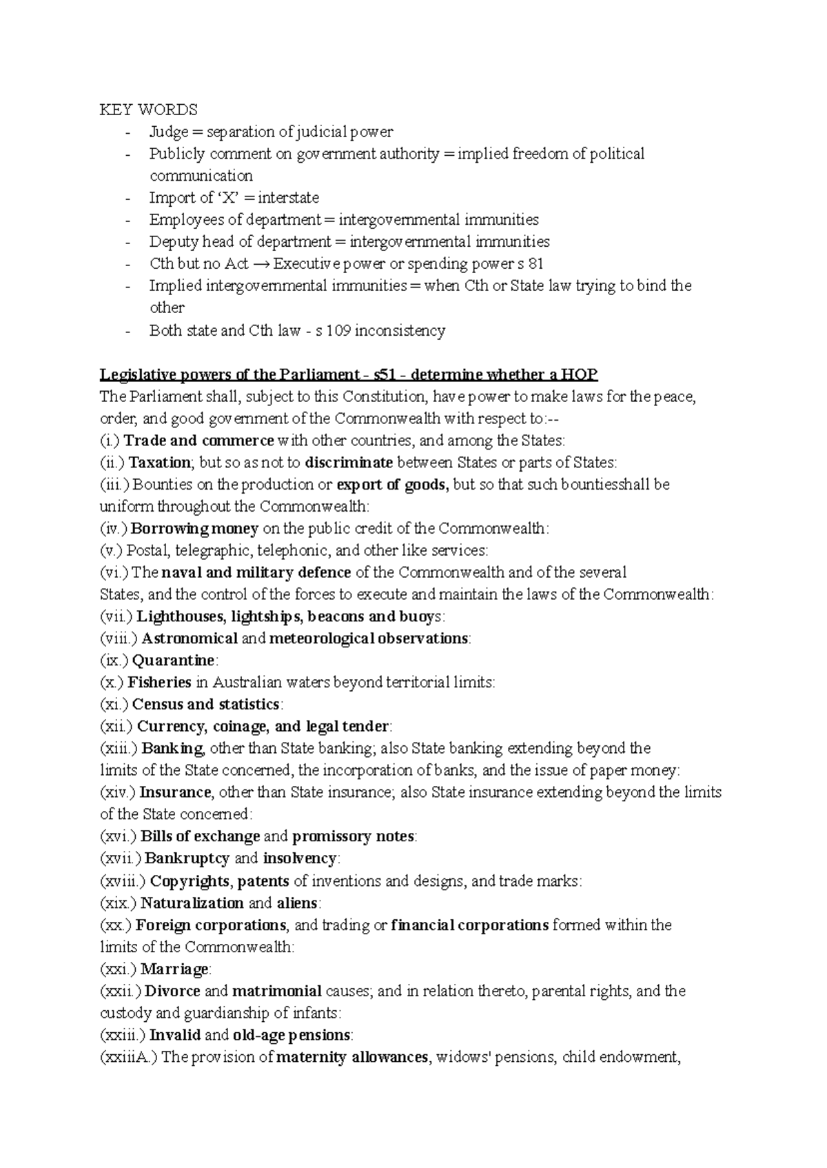 Constitutional Law Checklist: Key Concepts & Principles - Studocu