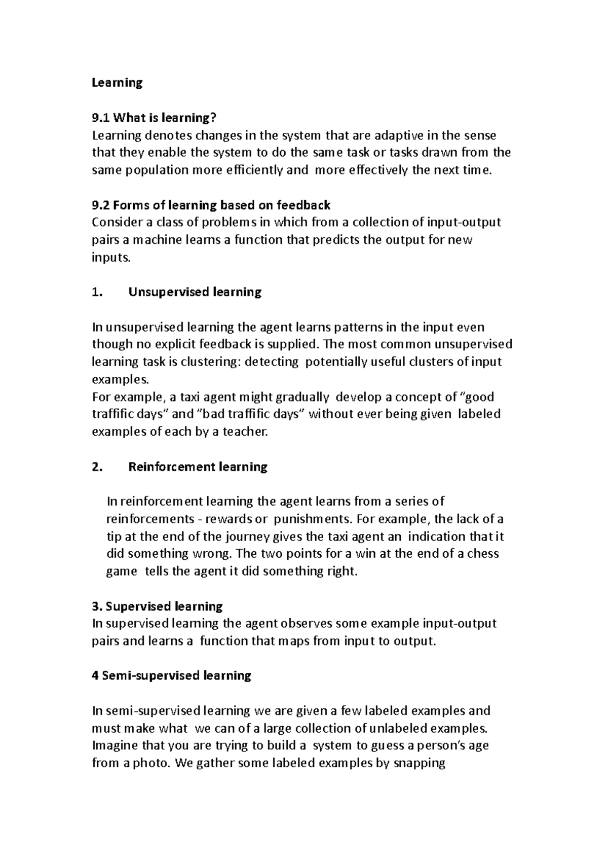 Learning - KTU MCA AI: Understanding Adaptive Learning Techniques - Studocu