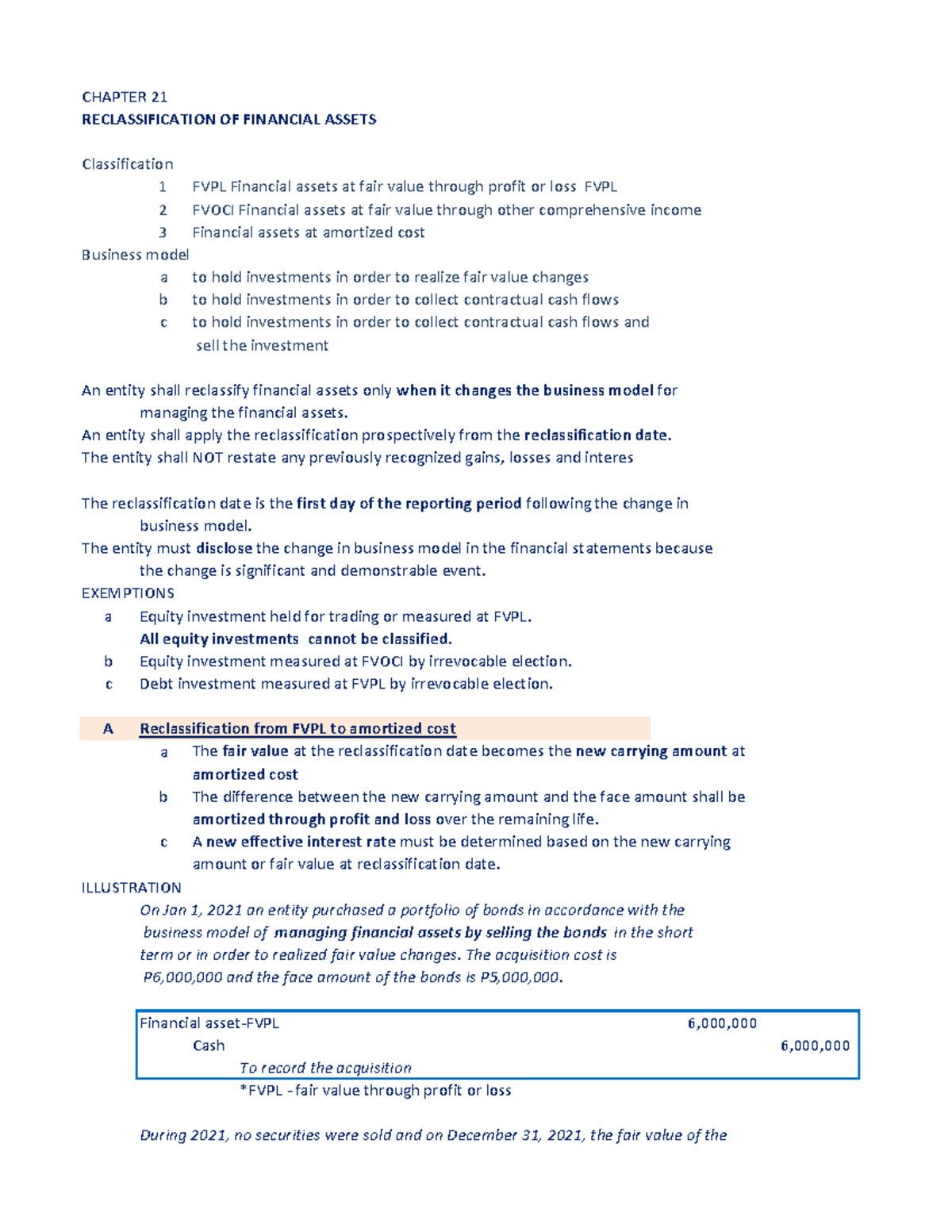 Reclassification of Debt Investments - Chapter 21 Overview - Studocu