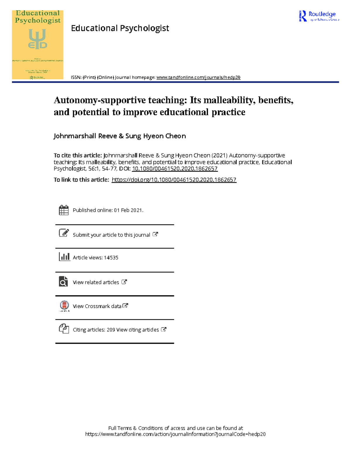 Autonomy-Supportive Teaching: Malleability, Benefits, and Educational ...