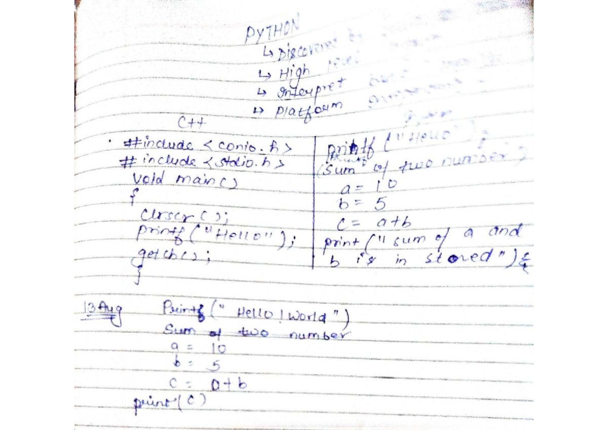 Py - Lecture notes - Introduction to python - PYTHON Discovered High ...
