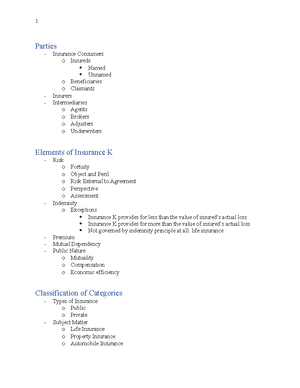 Comprehensive Insurance Notes - Insurance Concepts What is Insurance ...