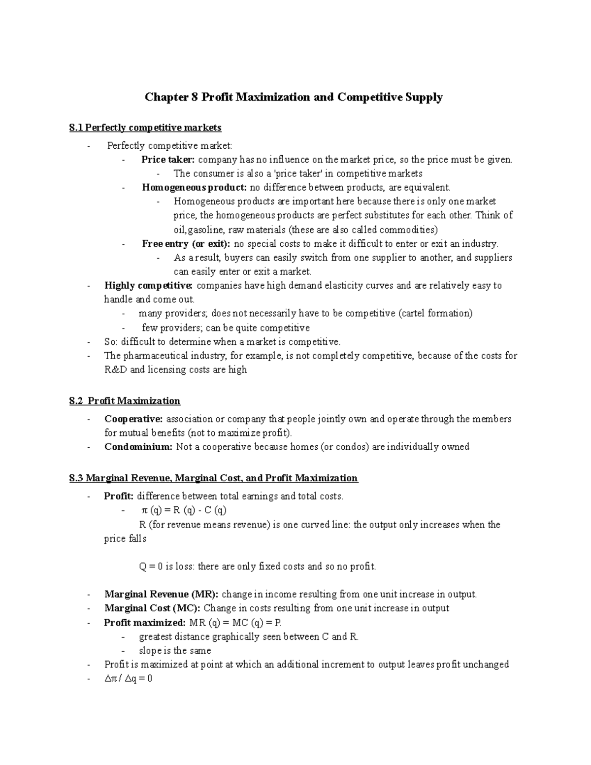 Chapter 8 Profit Maximization and Competitive Supply - The consumer is ...