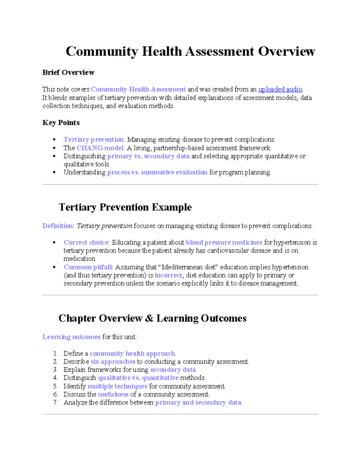 Community Health 2:5 - Overview of Assessment Models and Techniques ...
