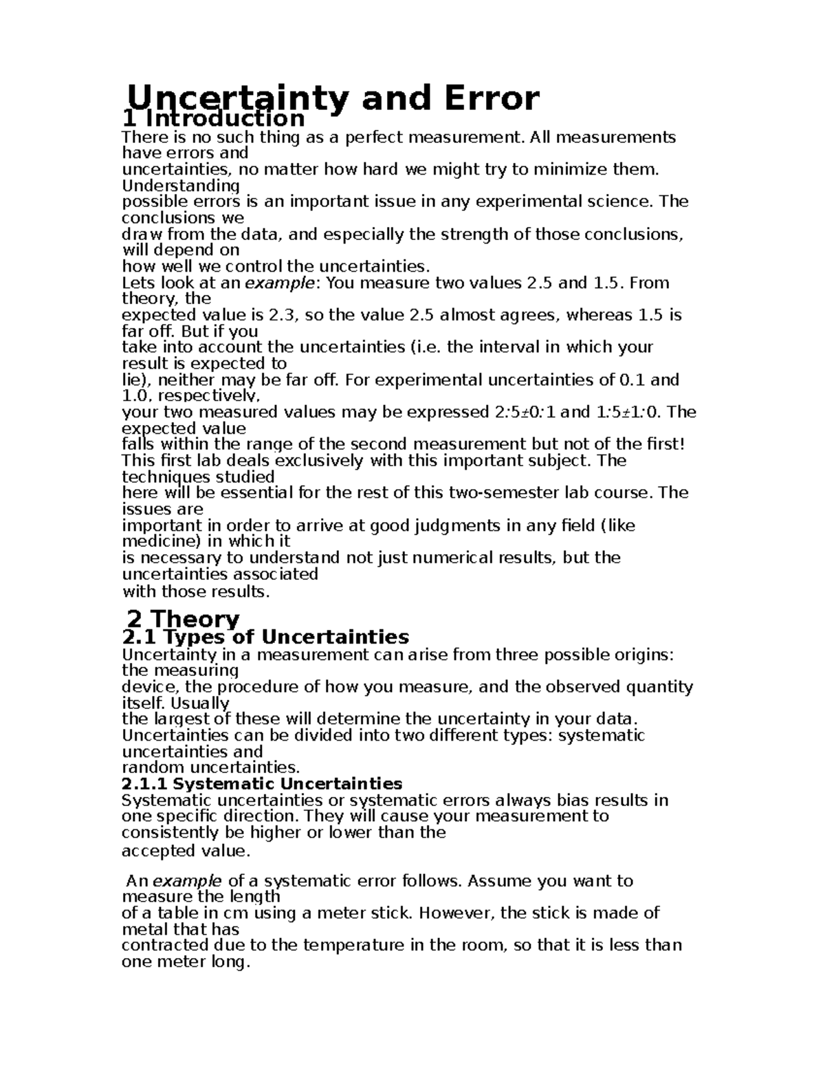 Uncertainty and Error - PHYSICS EXAM PAPER GRADE 11 BETEL MEKAN YESUS ...