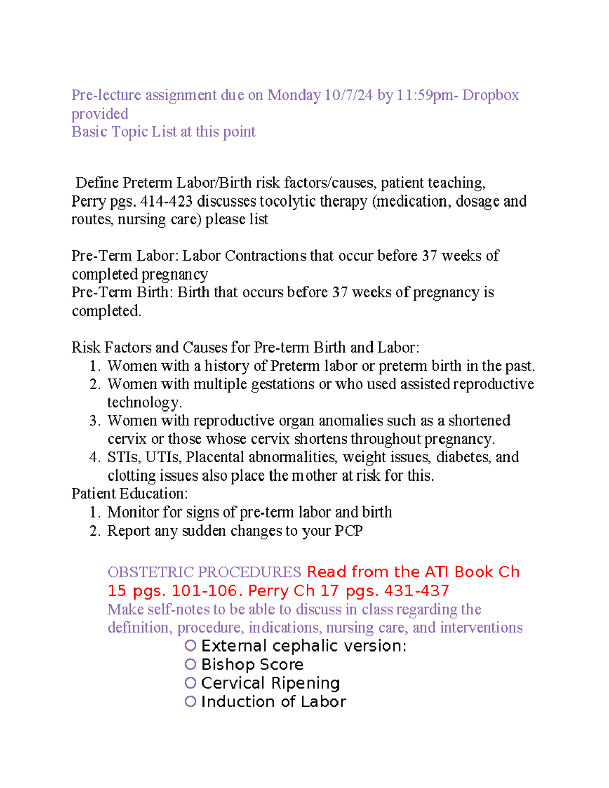 Pre-lecture assignment 2 ADB: Understanding preterm labor and ...