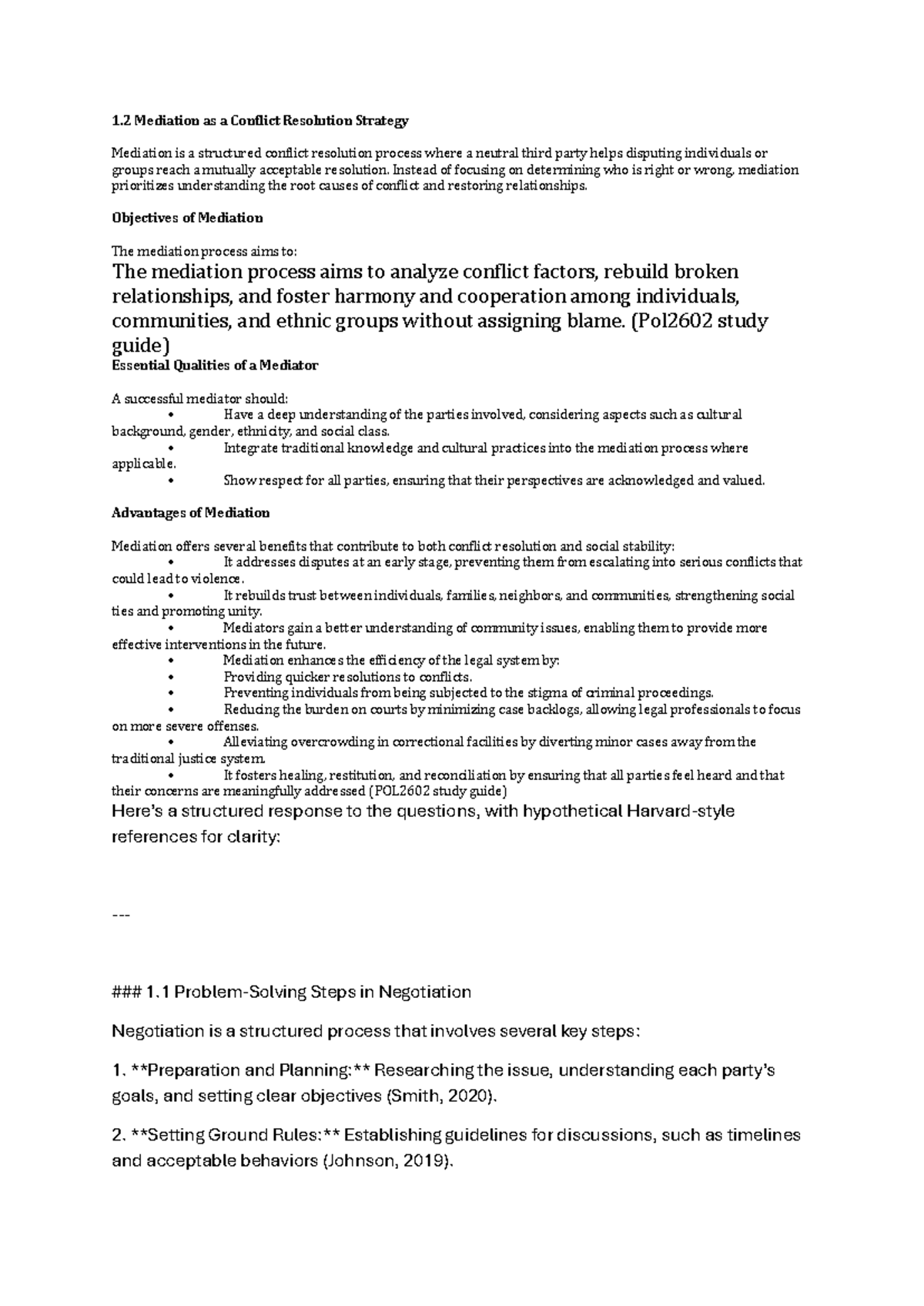 POL2602 Mediation and Conflict Resolution Strategies Notes - Studocu