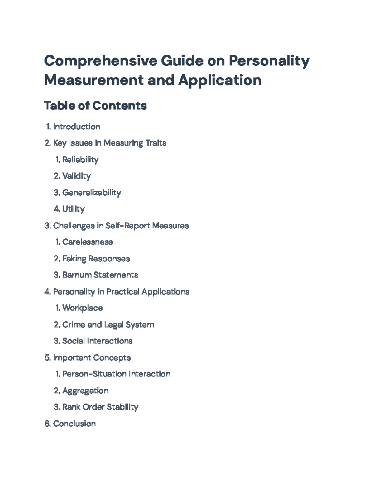 Comprehensive Guide to Personality Measurement and Its Applications ...