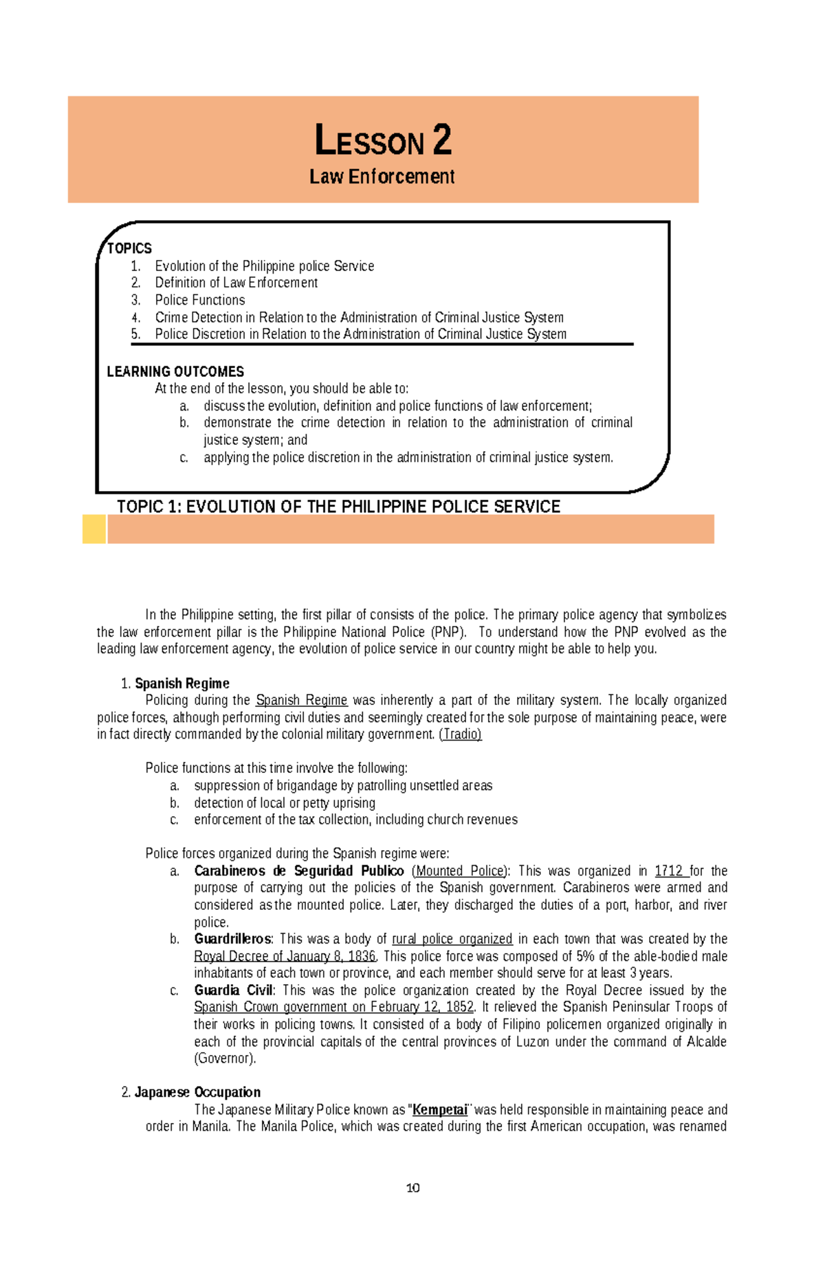 Law Enforcement Intro: Evolution of Philippine Police (2-Law ...
