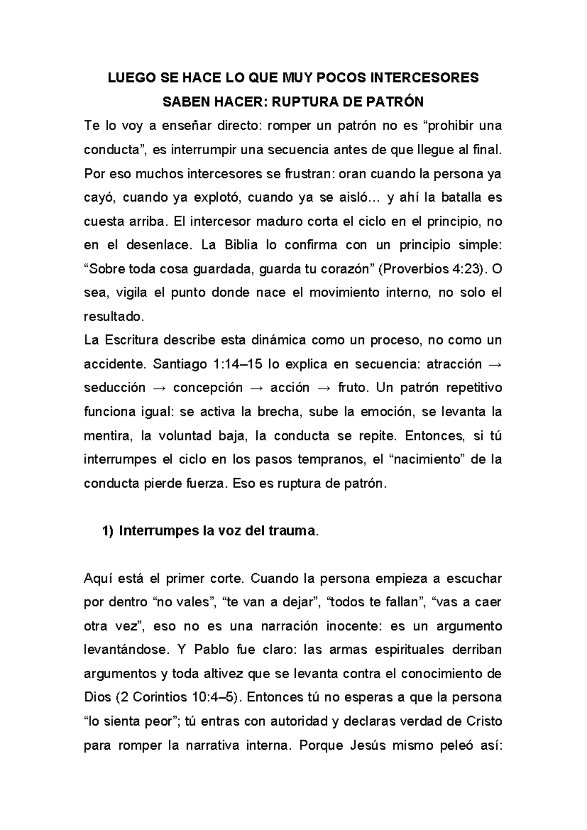 RUPTURA DE PATRÓN EN INTERCESIÓN: CLAVES PARA EL INTERCESOR MADURO ...