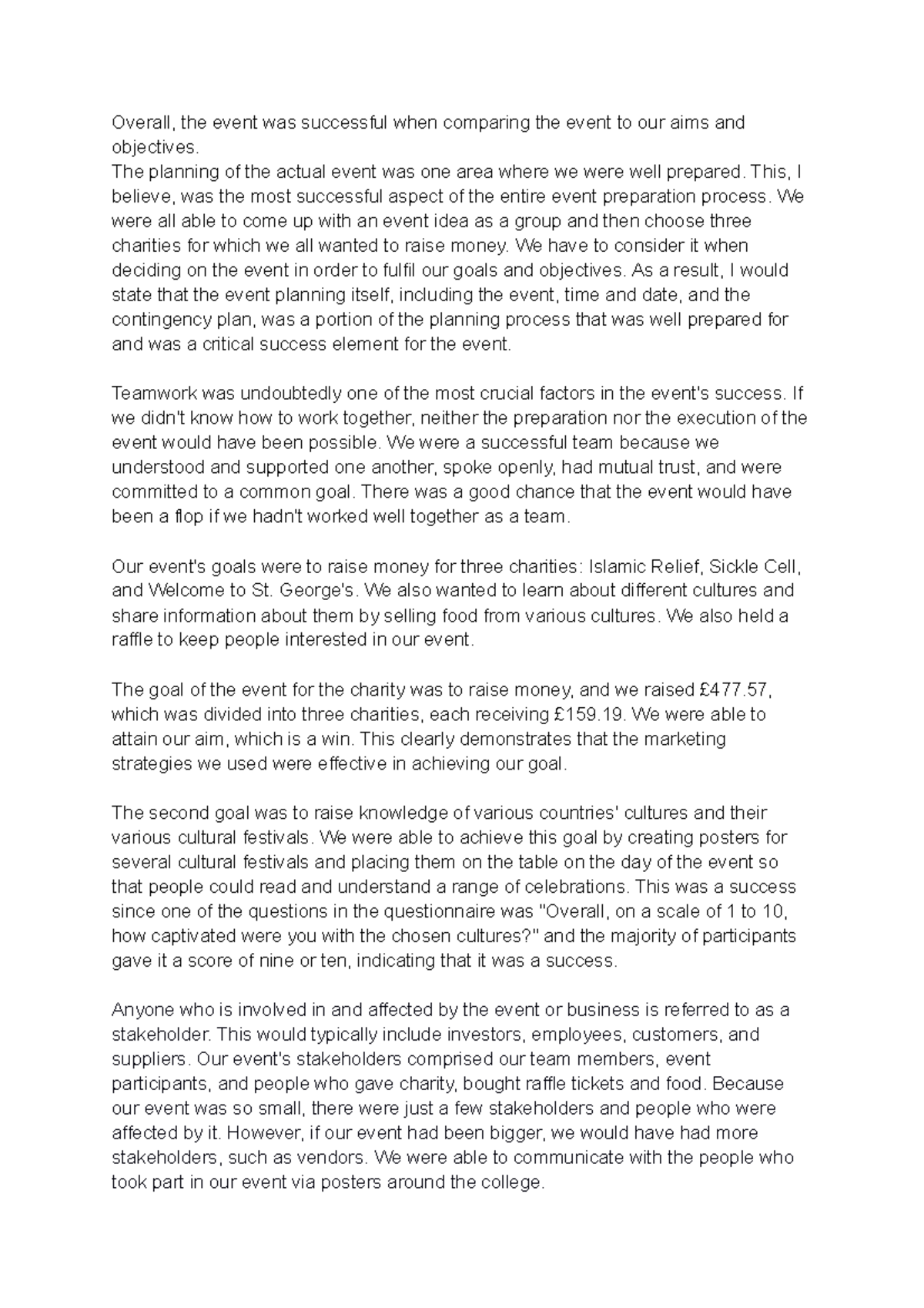 Untitled document - gvhhh - Overall, the event was successful when ...