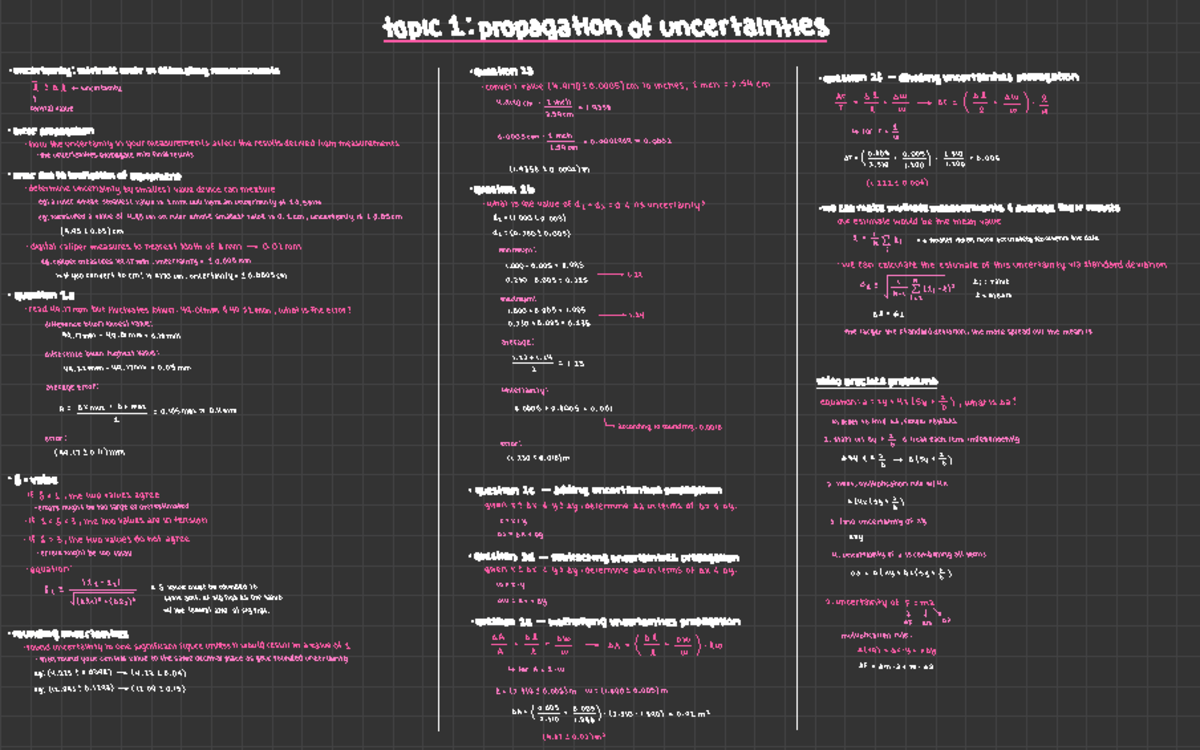 Physics lab: propogation of uncertainties - topic 1 : propagation of ...