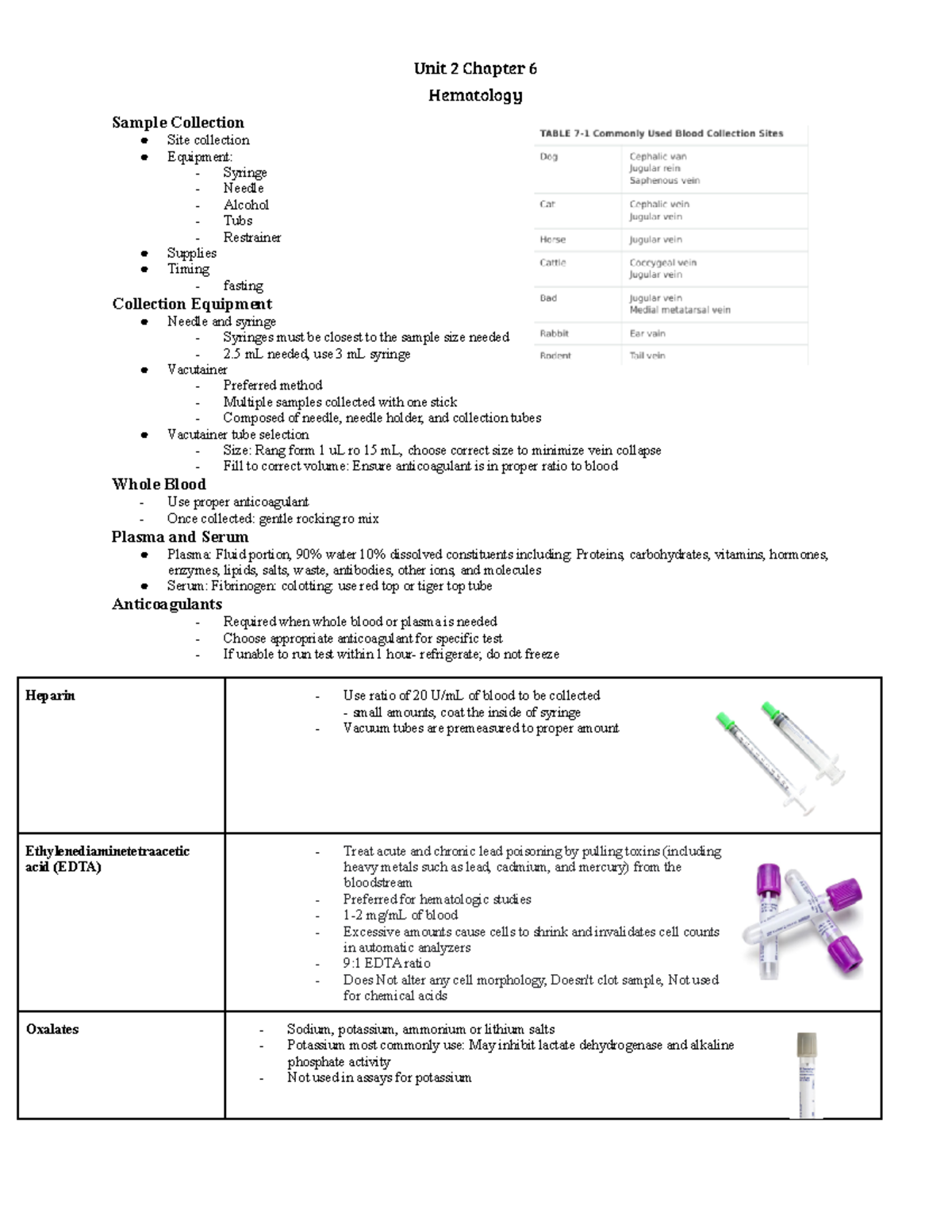 Hematology Study Notes: Unit 2, Chapter 6 Overview and Techniques - Studocu