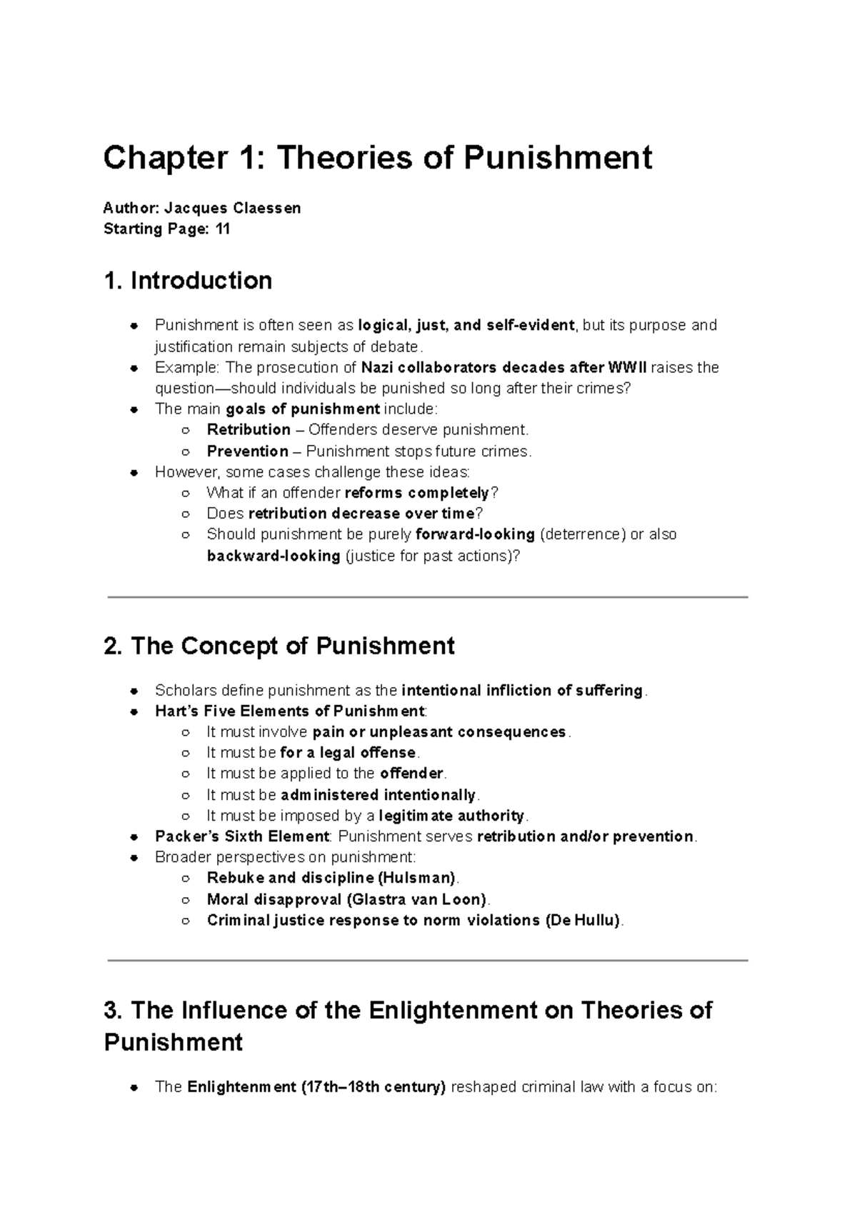 Chapter 1: Theories of punishment in criminal law (BOOK) - Studeersnel