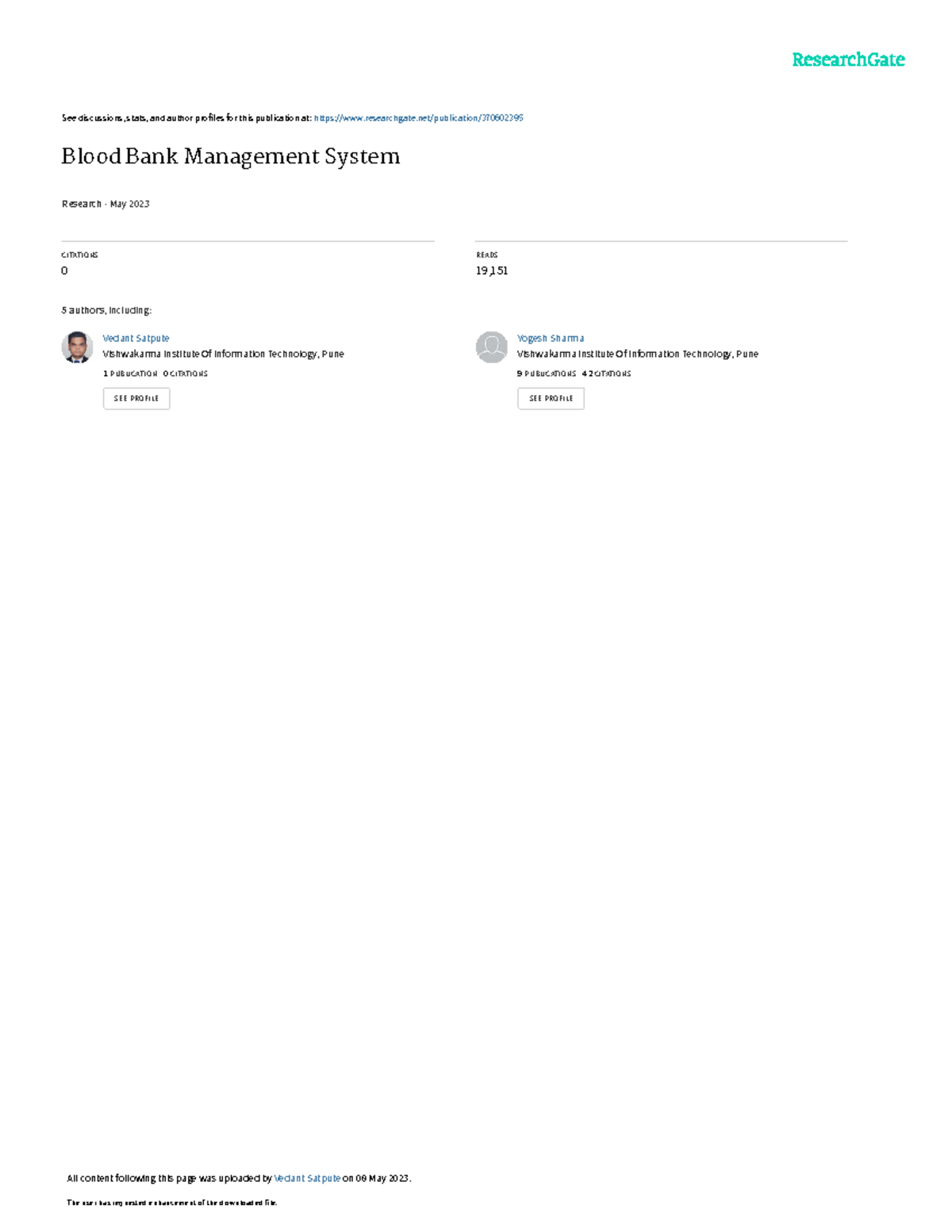 Blood Bank Management System Research Paper - See discussions, stats ...