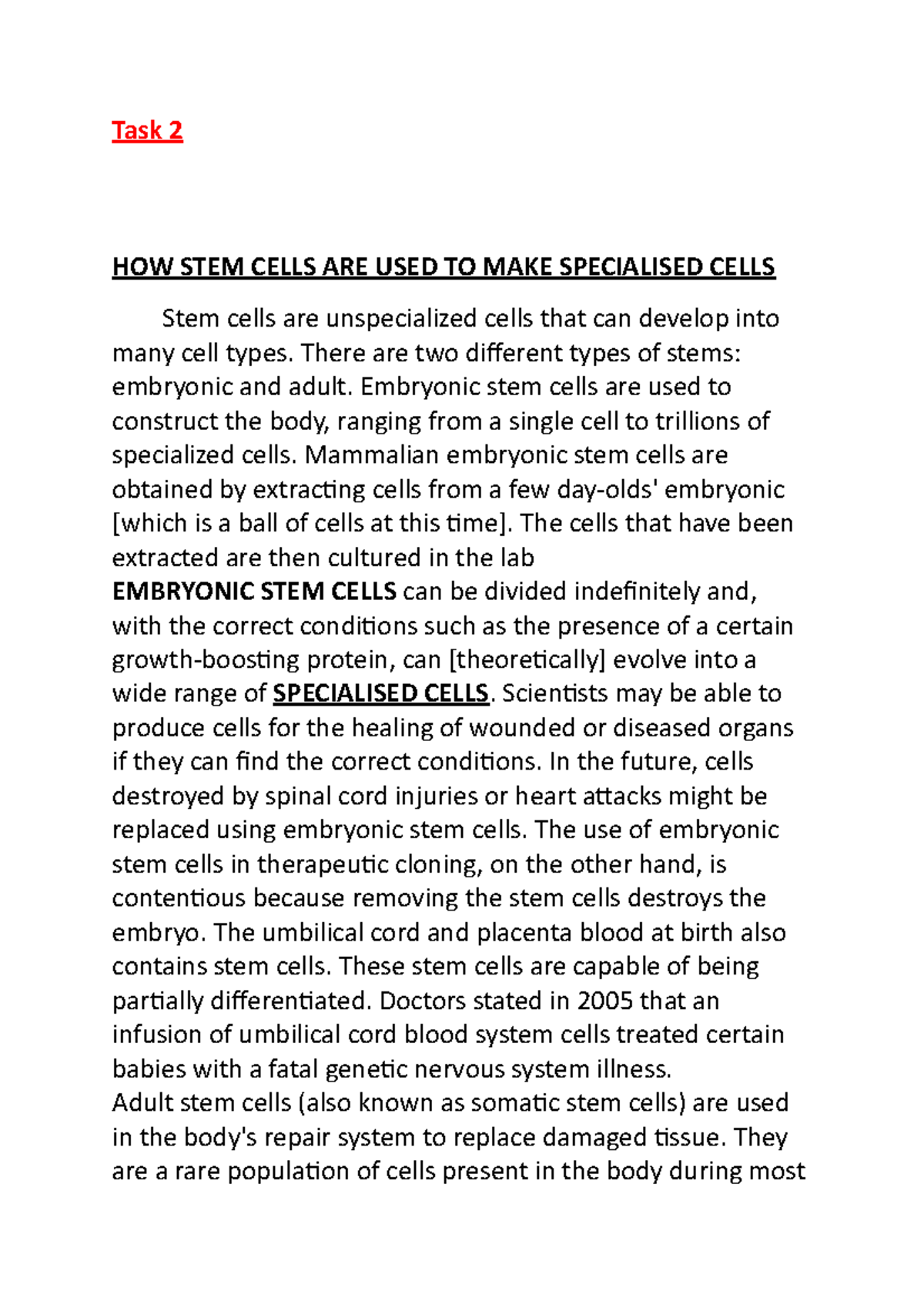 Original cellmembrane and stem cell - Task 2 HOW STEM CELLS ARE USED TO ...