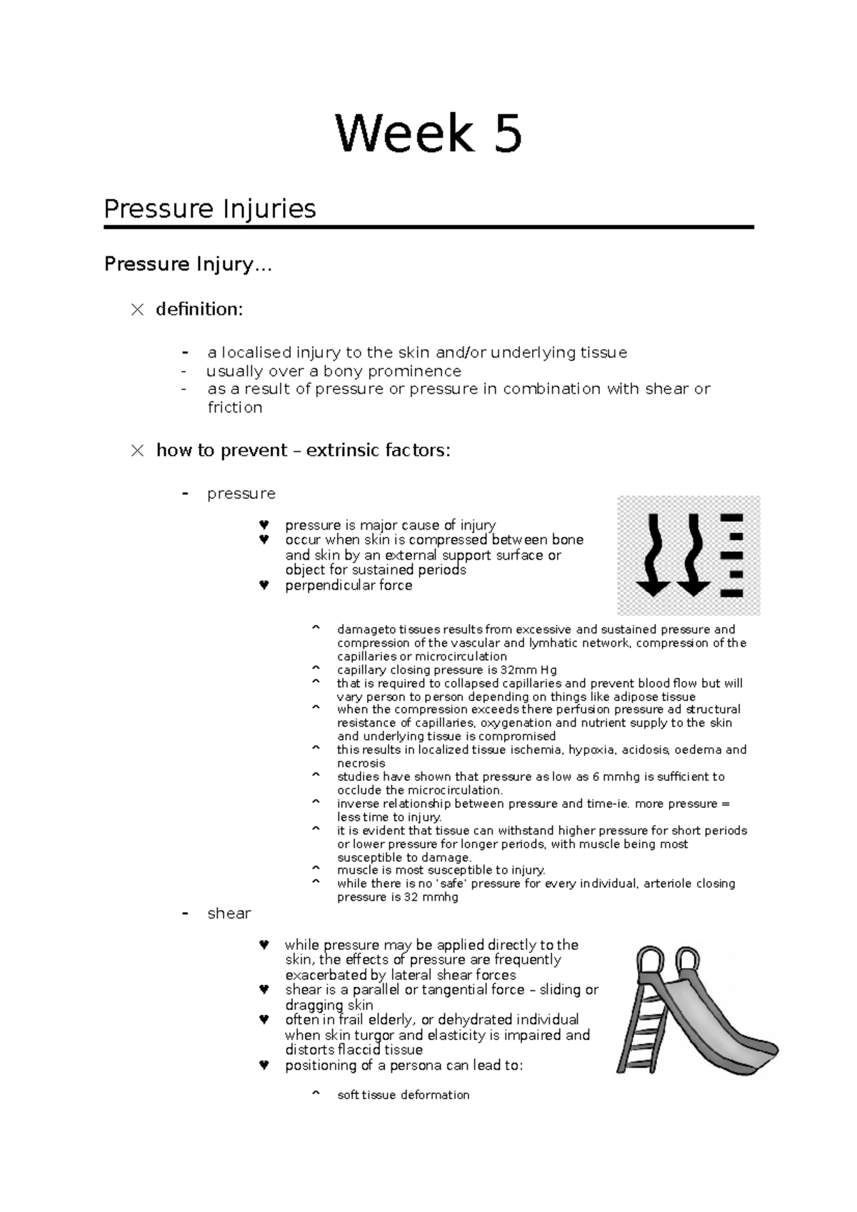 Pressure Injury Care Notes - Week 5 Overview - Studocu