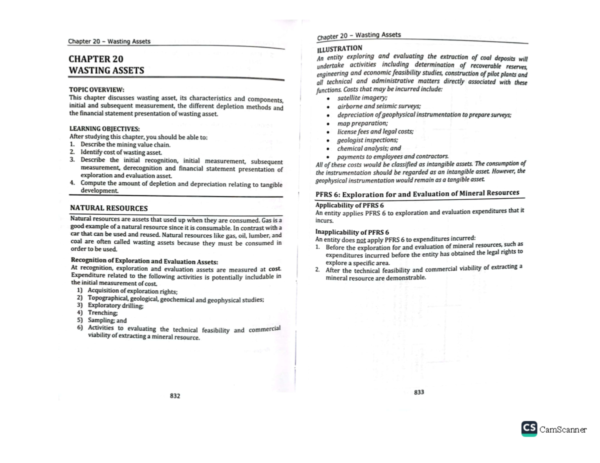 Wasting Assets - Costs that may be incurred include: This chapter ...