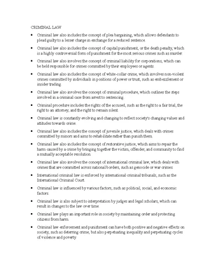 Criminal Law - Study Notes & Assignments - Studocu