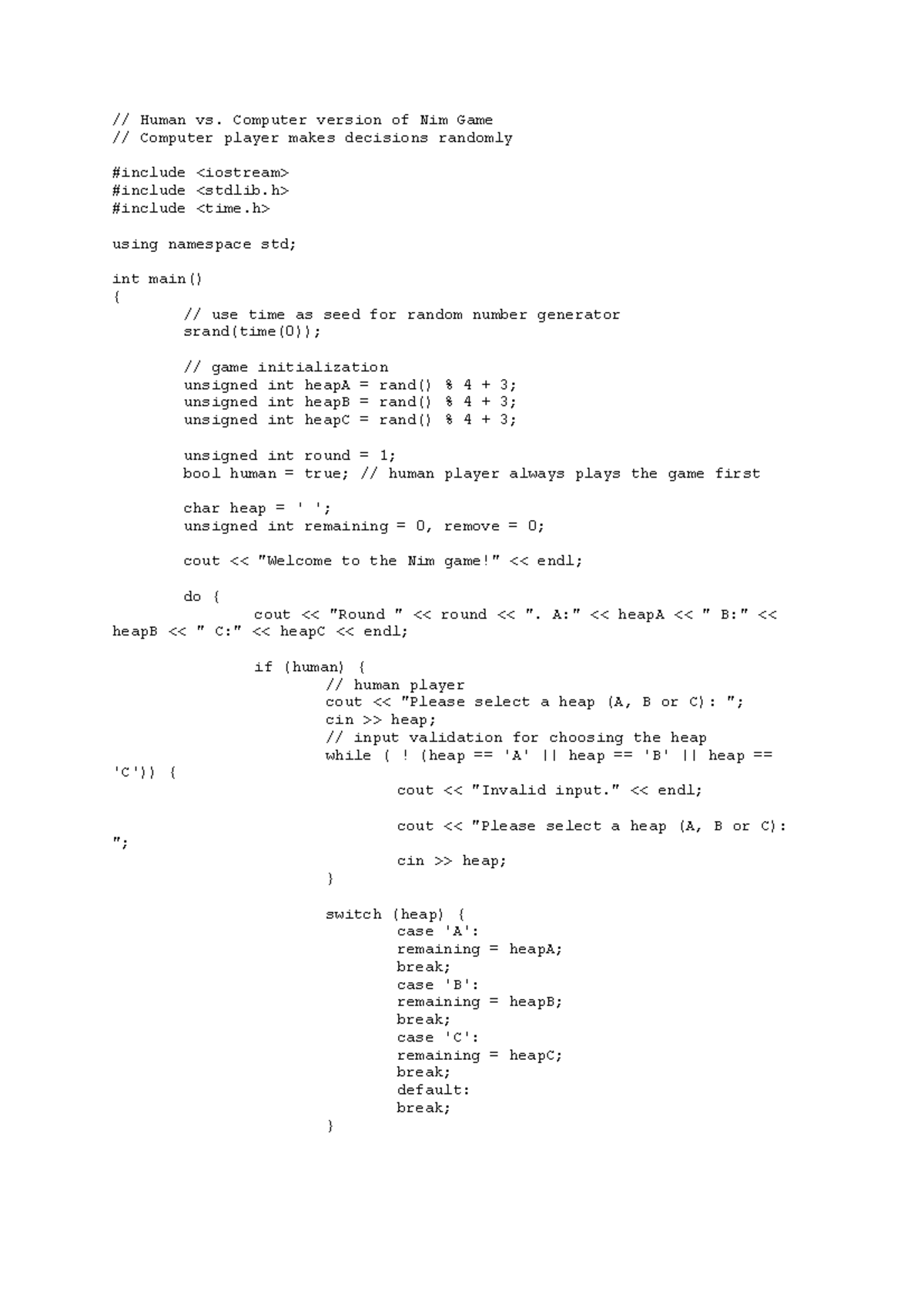 Lab 2 - Nim Game: Solutions & Code Implementation - Studocu