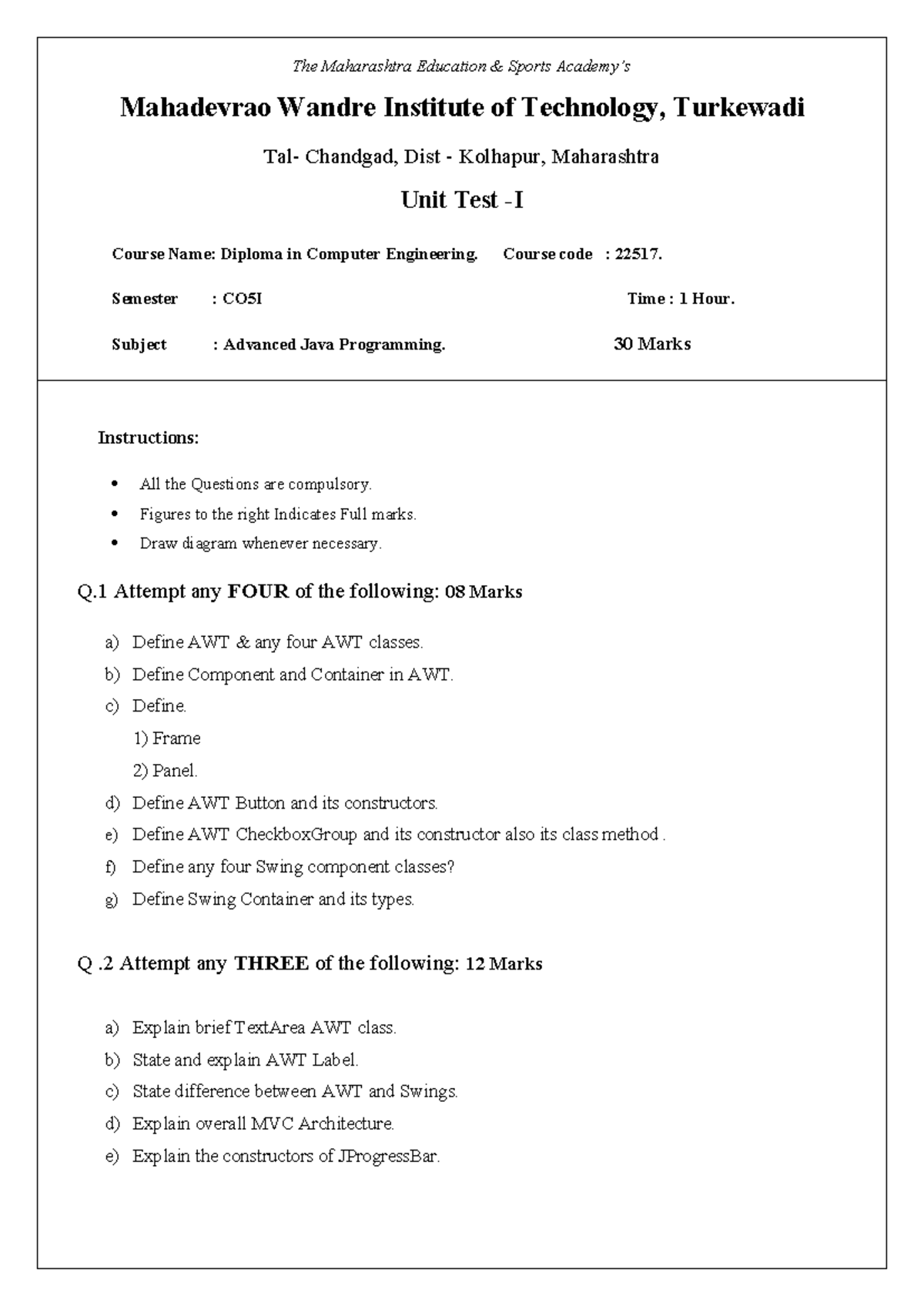 AJP 1 - Advanced Java lecture - The Maharashtra Education & Sports ...