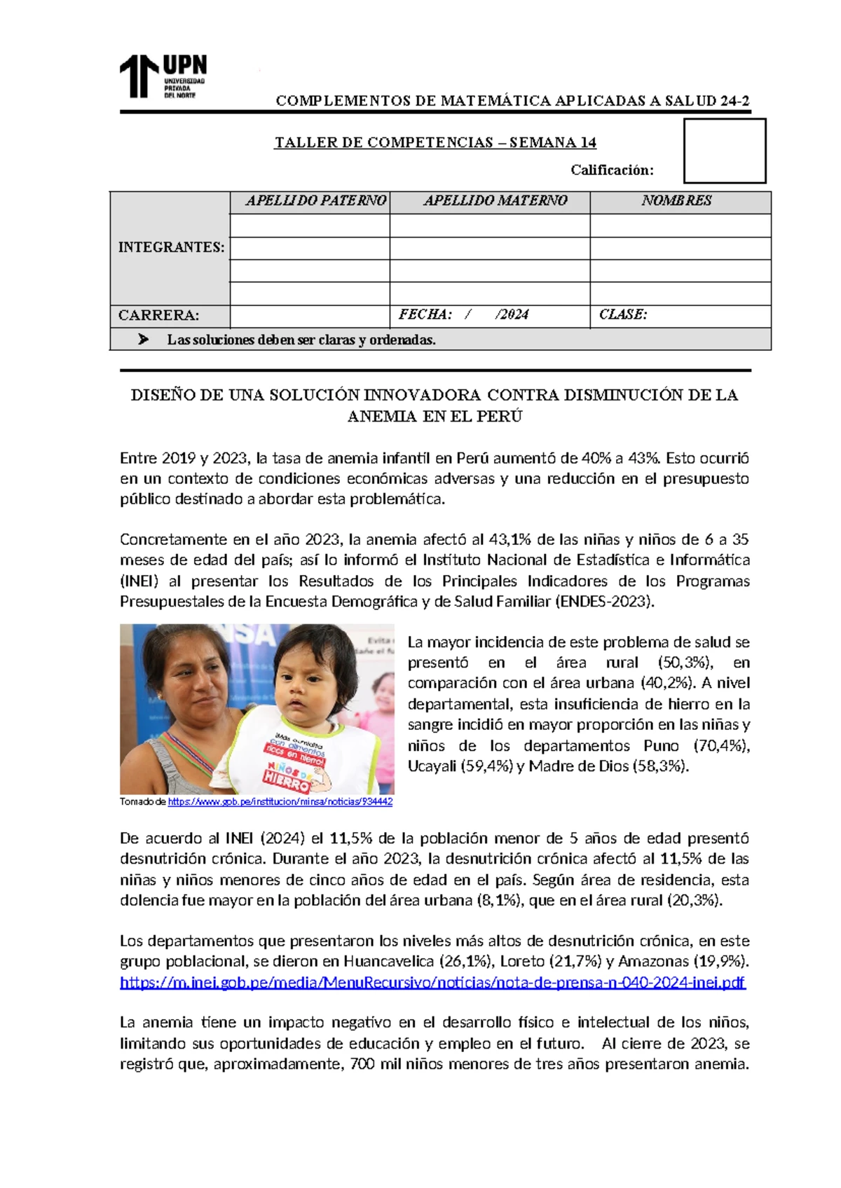 CASO PCC EF 2024: Taller de Competencias sobre Anemia Infantil en Perú ...